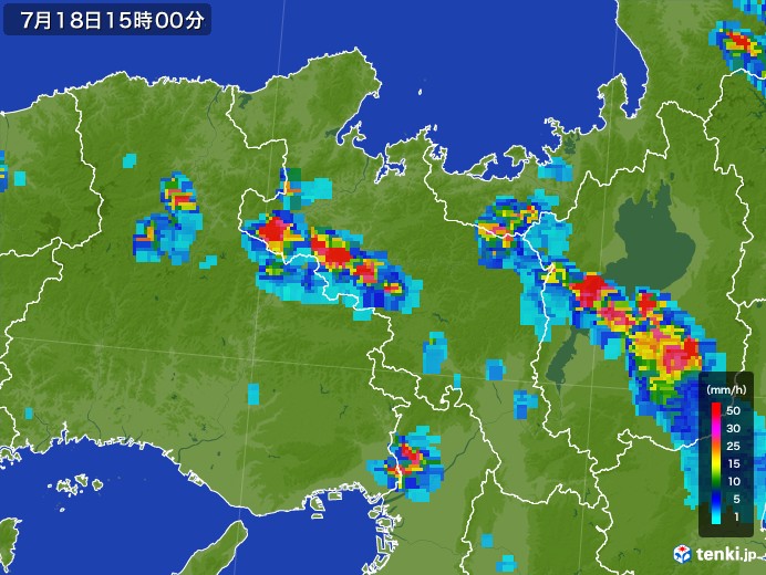 京都府の雨雲レーダー(2017年07月18日)