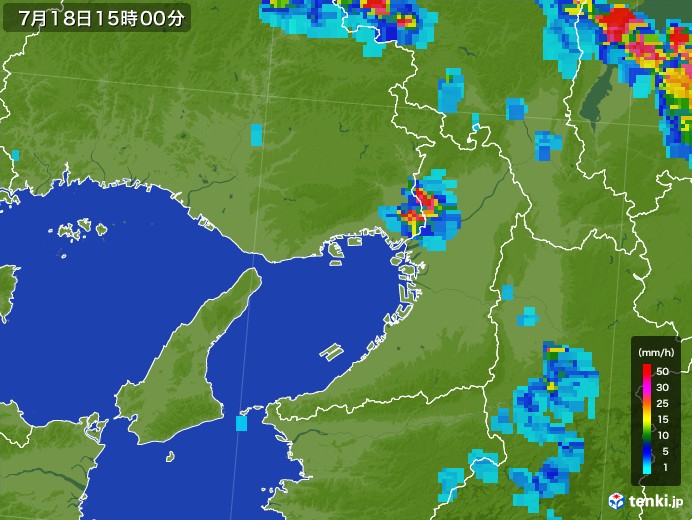 大阪府の雨雲レーダー(2017年07月18日)