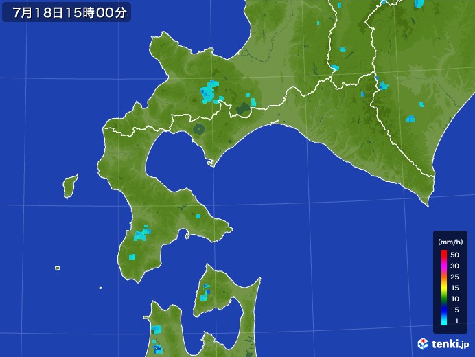 道南の雨雲レーダー(2017年07月18日)