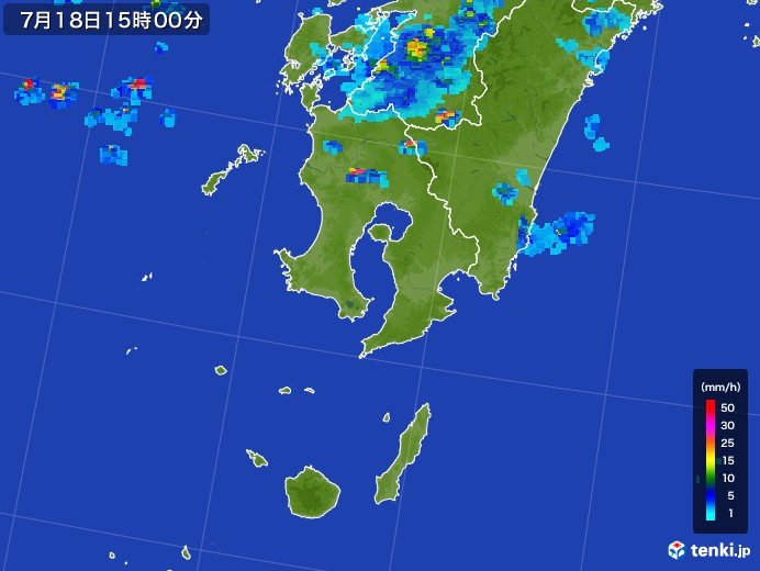 鹿児島県の雨雲レーダー(2017年07月18日)