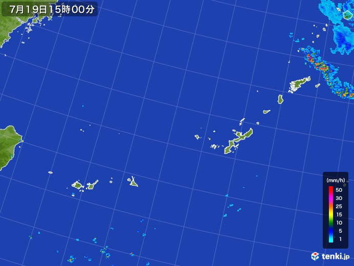 沖縄地方の雨雲レーダー(2017年07月19日)
