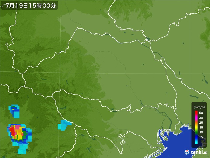 埼玉県の雨雲レーダー(2017年07月19日)