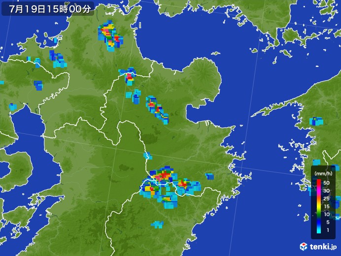 大分県の雨雲レーダー(2017年07月19日)