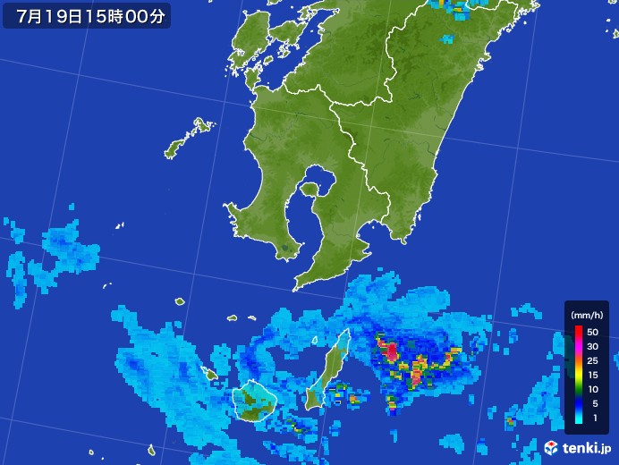 鹿児島県の雨雲レーダー(2017年07月19日)