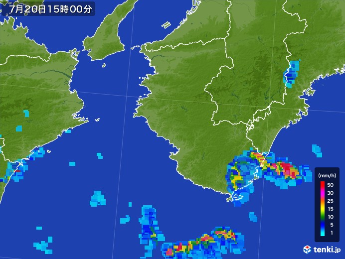 和歌山県の雨雲レーダー(2017年07月20日)