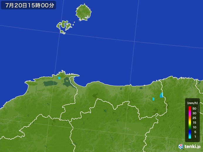 鳥取県の雨雲レーダー(2017年07月20日)