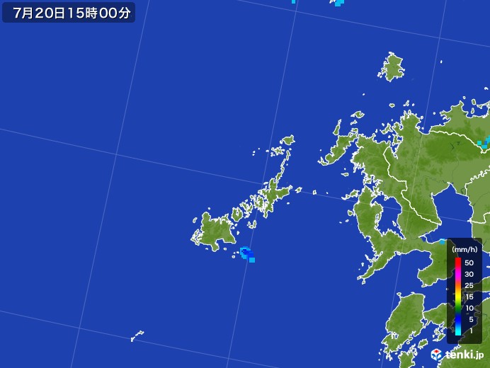 五島列島(長崎県)の雨雲レーダー(2017年07月20日)