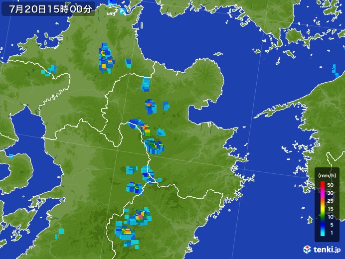 大分県の雨雲レーダー(2017年07月20日)