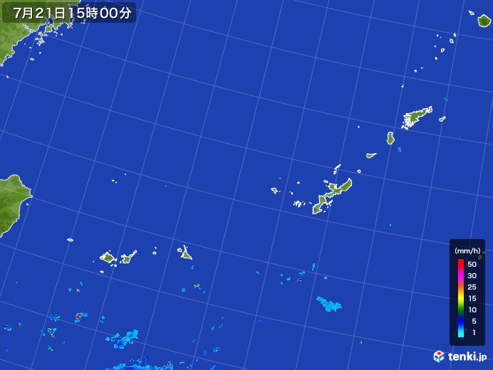 沖縄地方の雨雲レーダー(2017年07月21日)