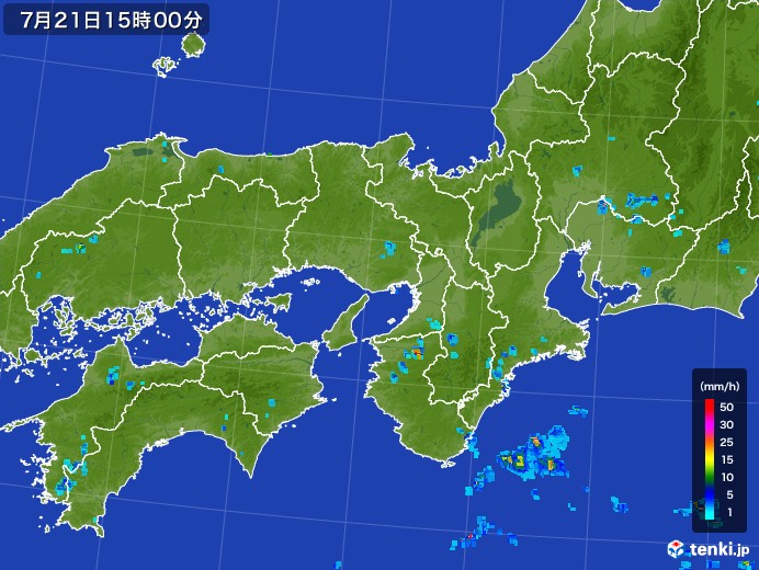 近畿地方の雨雲レーダー(2017年07月21日)