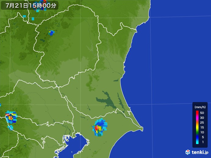 茨城県の雨雲レーダー(2017年07月21日)