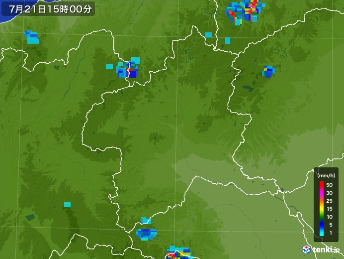 群馬県の雨雲レーダー(2017年07月21日)