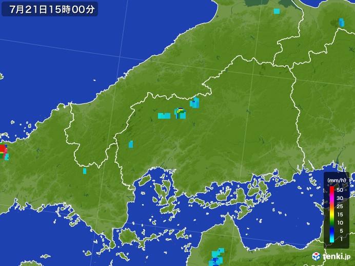 広島県の雨雲レーダー(2017年07月21日)