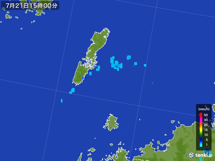 壱岐・対馬(長崎県)の雨雲レーダー(2017年07月21日)