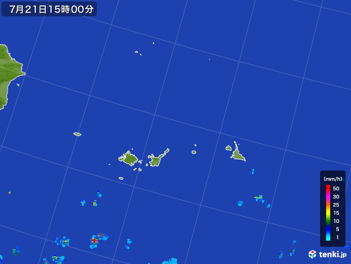 宮古・石垣・与那国(沖縄県)の雨雲レーダー(2017年07月21日)