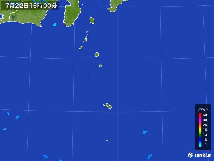 伊豆諸島(東京都)の雨雲レーダー(2017年07月22日)