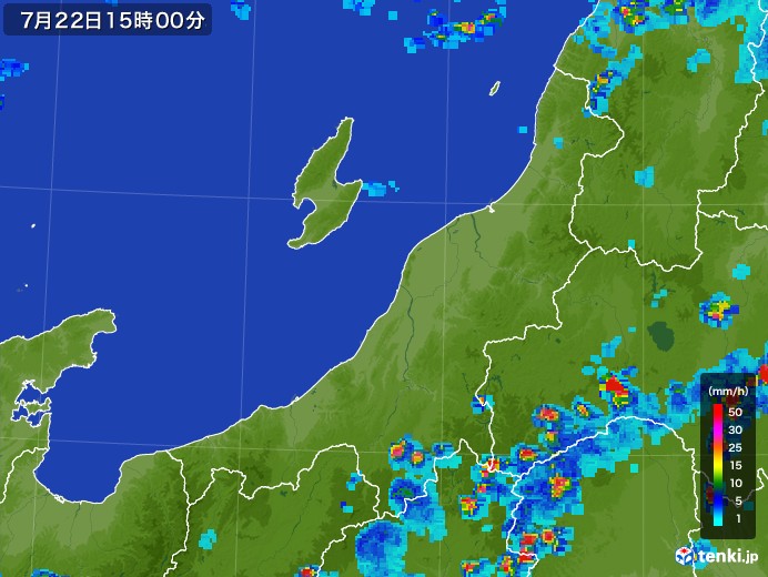 新潟県の雨雲レーダー(2017年07月22日)
