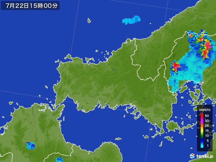 山口県の雨雲レーダー(2017年07月22日)