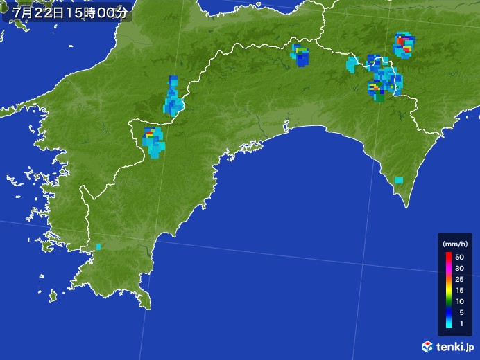 高知県の雨雲レーダー(2017年07月22日)