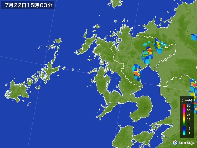 長崎県の雨雲レーダー(2017年07月22日)