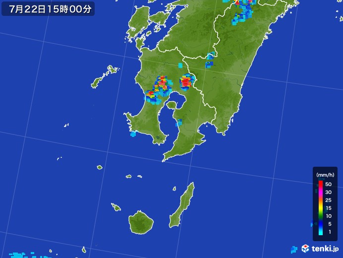 鹿児島県の雨雲レーダー(2017年07月22日)