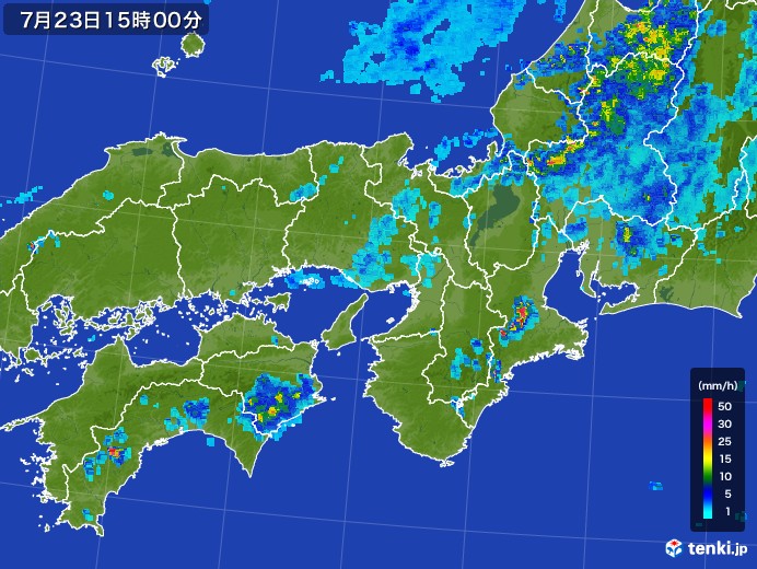 近畿地方の雨雲レーダー(2017年07月23日)