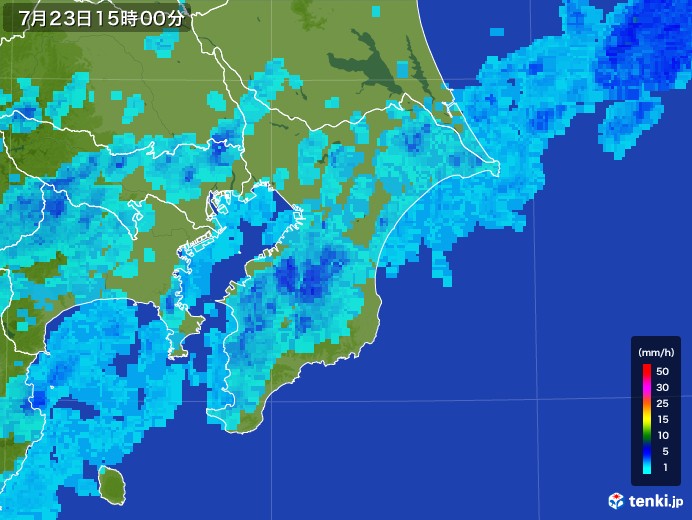 千葉県の雨雲レーダー(2017年07月23日)