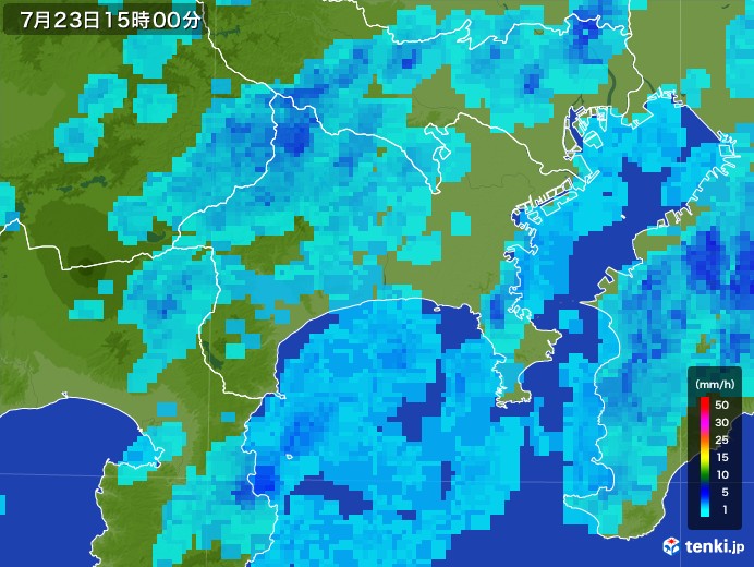 神奈川県の雨雲レーダー(2017年07月23日)