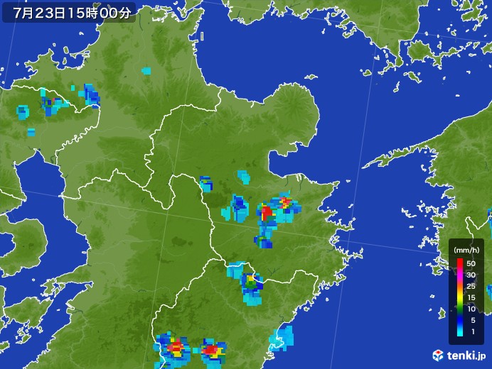 大分県の雨雲レーダー(2017年07月23日)