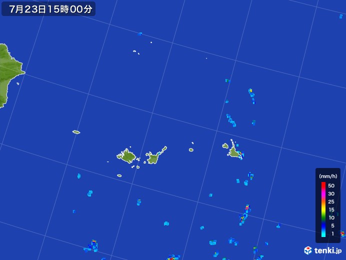 宮古・石垣・与那国(沖縄県)の雨雲レーダー(2017年07月23日)