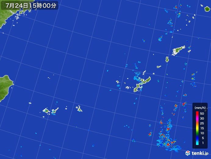 沖縄地方の雨雲レーダー(2017年07月24日)