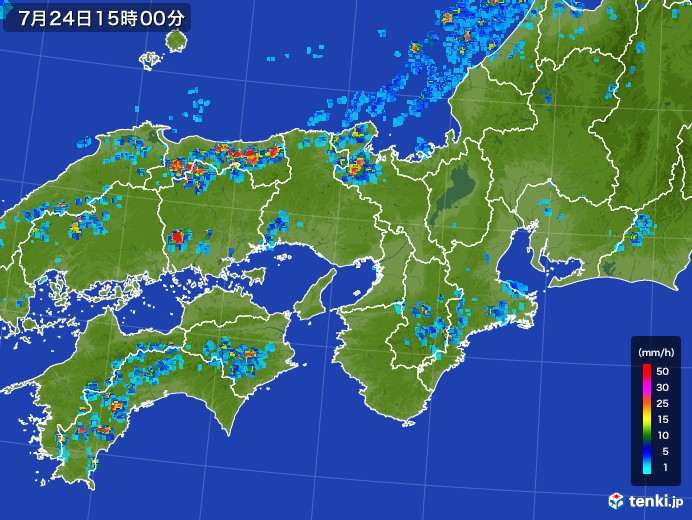 近畿地方の雨雲レーダー(2017年07月24日)