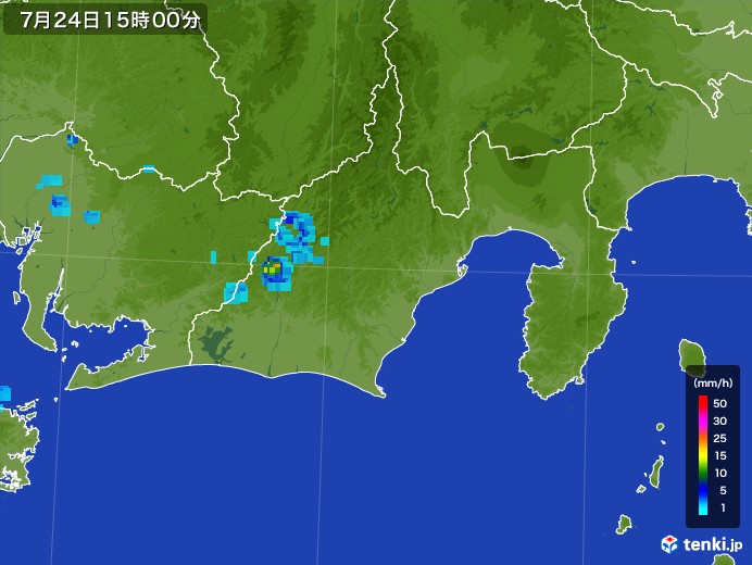 静岡県の雨雲レーダー(2017年07月24日)