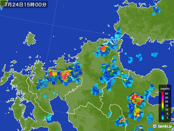 福岡県の雨雲レーダー(2017年07月24日)