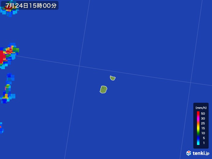 南大東島(沖縄県)の雨雲レーダー(2017年07月24日)