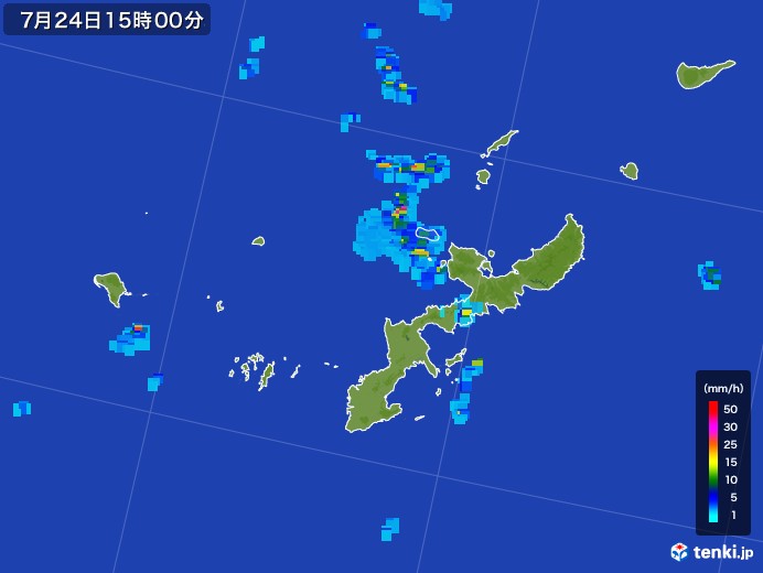 沖縄県の雨雲レーダー(2017年07月24日)