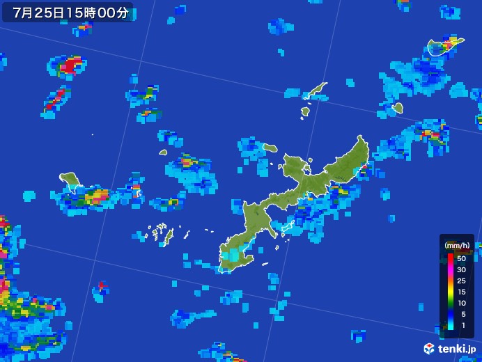 沖縄県の雨雲レーダー(2017年07月25日)