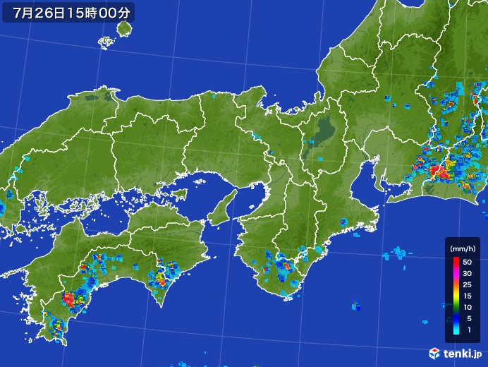 近畿地方の雨雲レーダー(2017年07月26日)