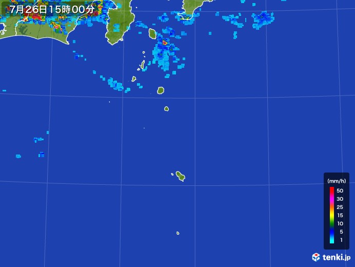 伊豆諸島(東京都)の雨雲レーダー(2017年07月26日)