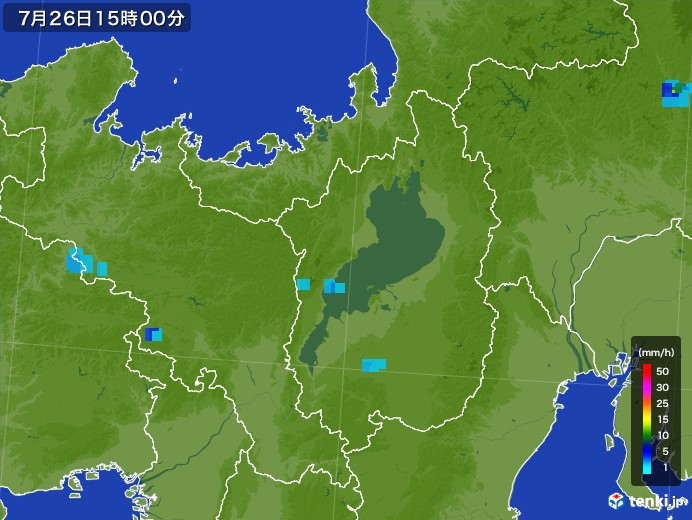 滋賀県の雨雲レーダー(2017年07月26日)