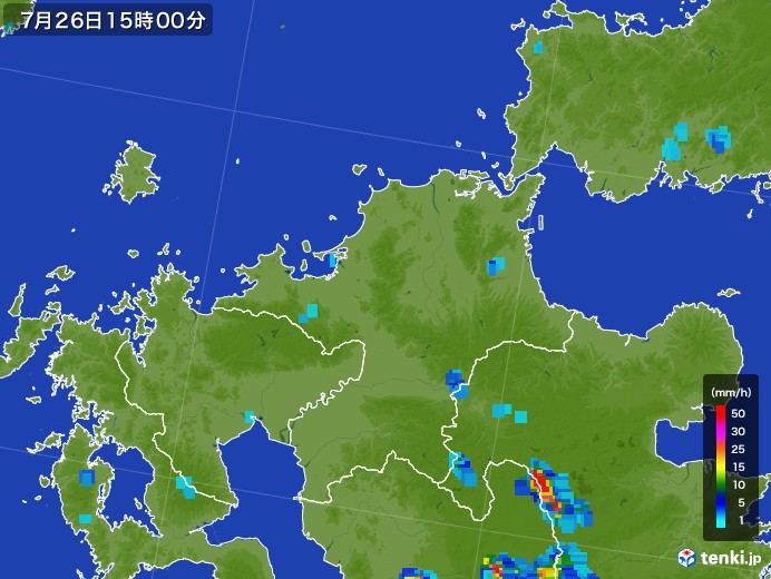 福岡県の雨雲レーダー(2017年07月26日)