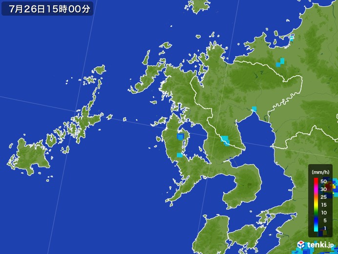 長崎県の雨雲レーダー(2017年07月26日)