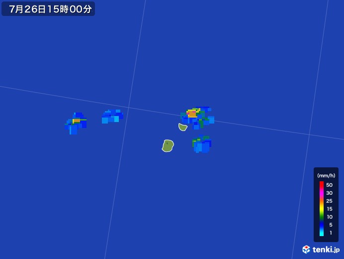 南大東島(沖縄県)の雨雲レーダー(2017年07月26日)