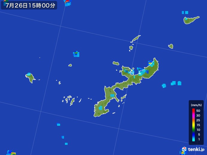 沖縄県の雨雲レーダー(2017年07月26日)