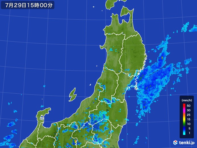 東北地方の雨雲レーダー(2017年07月29日)