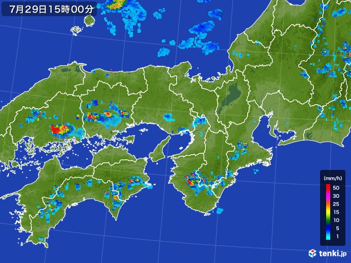 近畿地方の雨雲レーダー(2017年07月29日)