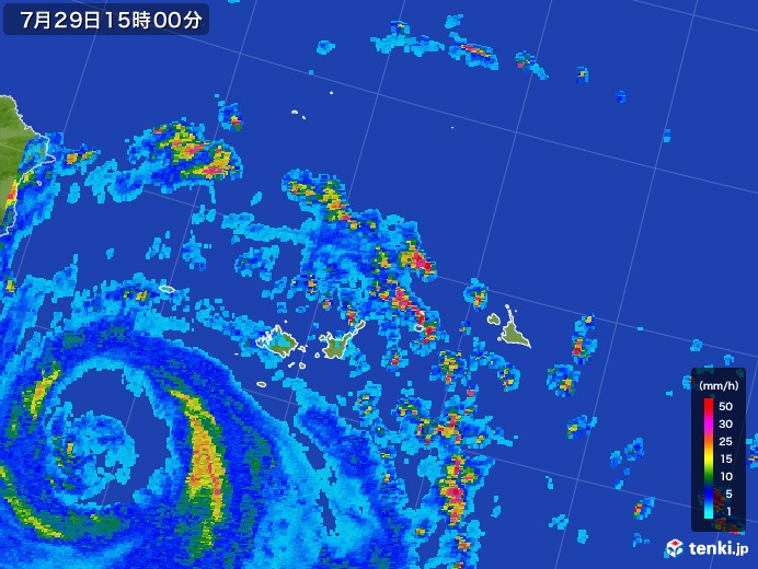 宮古・石垣・与那国(沖縄県)の雨雲レーダー(2017年07月29日)