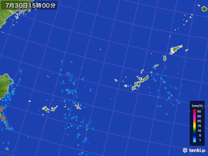 沖縄地方の雨雲レーダー(2017年07月30日)