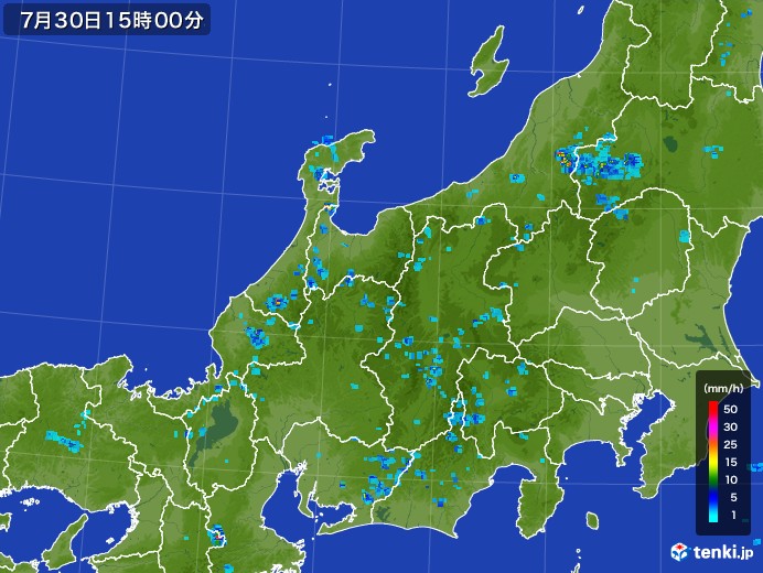 北陸地方の雨雲レーダー(2017年07月30日)