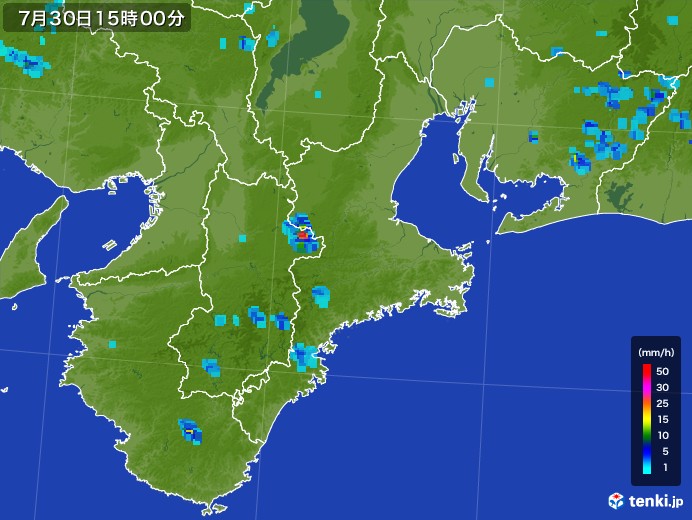 三重県の雨雲レーダー(2017年07月30日)